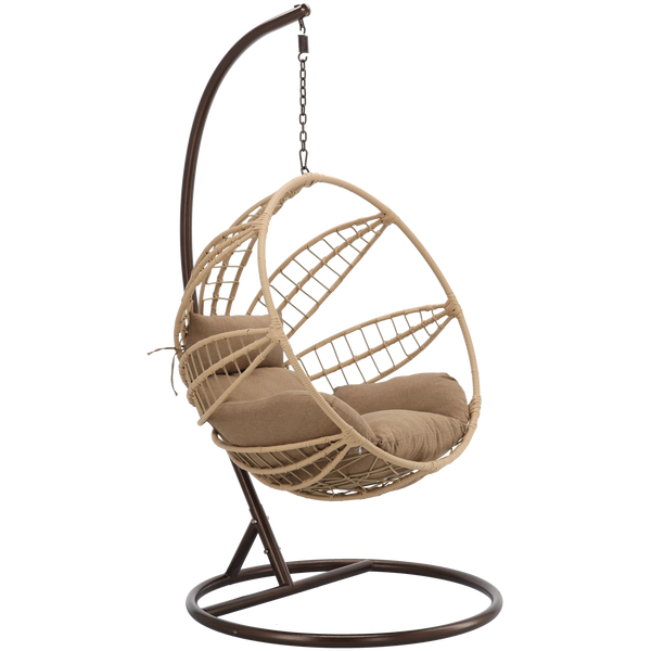 HANGING CHAIR SOBRE - JUTE, CUSHION - GREY, FRAME - BROWN