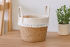 WOVEN BASKET 32 X 25 X 28/38 CM FROM SEAGRASS WITH TASSELS