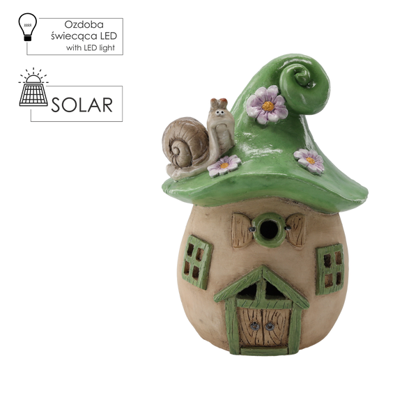 FIGURĂ DE GRĂDINĂ - CĂSUȚĂ CIUPERCE VERDE 22,8 x 22,4 x 31,3 CM LED *7072