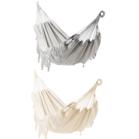 HAMAK S FRANŽAMI BOHO 200 x 150 CM BEŽOVÝ/SIVÝ *3194