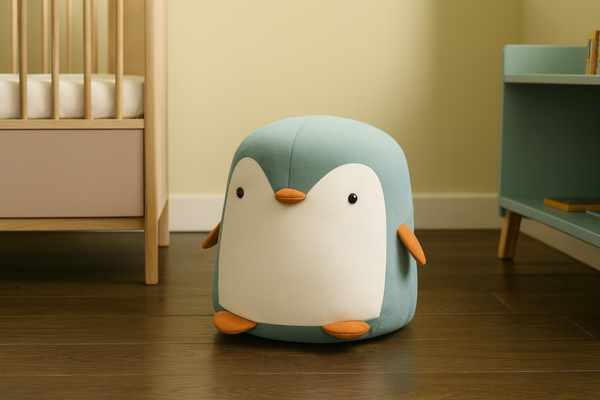 POUFF PENGUIN BLUE 28 x 34 CM