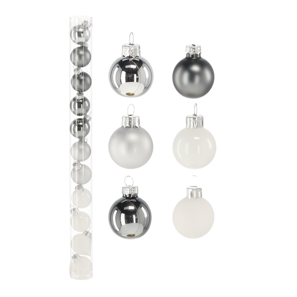 SET OF 11 CHRISTMAS TREE BAUBLES COLD COLORS 3 CM