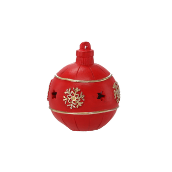 RED BAUBLE LED 13 CM