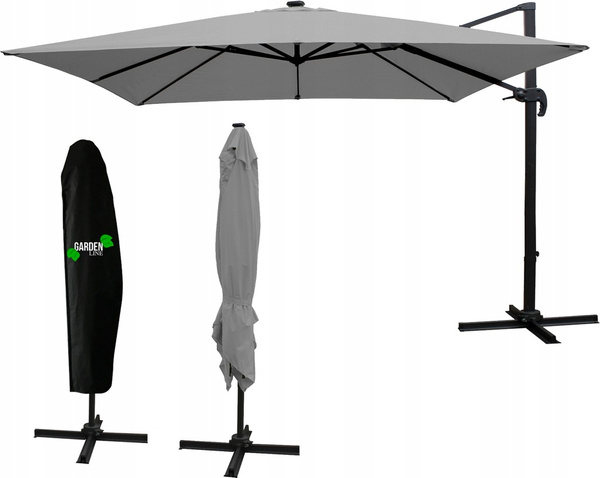 GARDEN UMBRELLA "ROMA" 3 X 4 M GRAY WITH COVER
