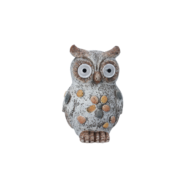 GARDEN FIGURINE - OWL WITH GLOWING EYES 12 x 10 x 18 CM LED pack=4 pcs