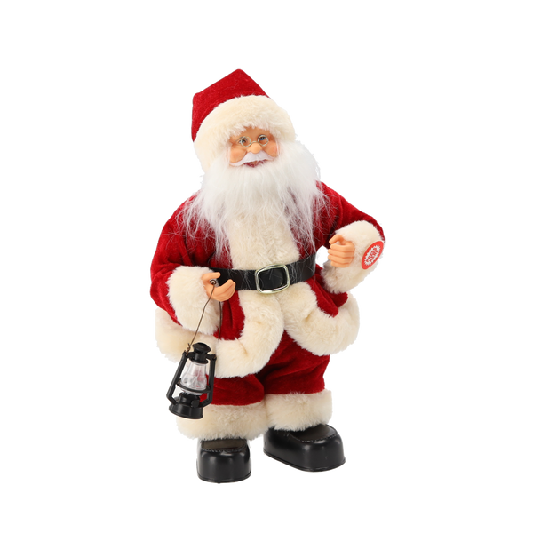 SANTA CLAUS WITH LANTERN 30 CM - DANCING - SINGING