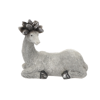 FIGURKA BOŻONAR. – RENIFER LEŻĄCY SZARY 17,5 x 8,5 x 15 CM opak=4 szt *5180