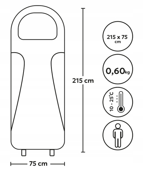 Turistický spacák 215 x 75 cm černý *9363
