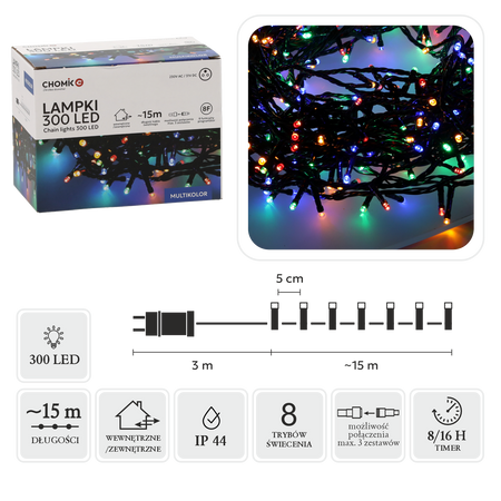 LAMPĂ LED 300L MULTICOLOR LUNGIMEA 3 + 15 M INTERIOR/EXTERIOR *9522