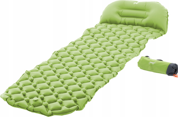 SALTEAZĂ TURISTICĂ POMPATĂ CU PERNĂ 190 x 56 x 5.5 CM 470 G GRI / VERDE *8946