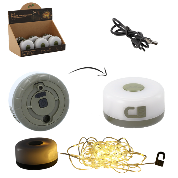 LAMPA KEMPINGOWA Z ŁAŃCUCHEM ŚWIETLNYM 3W 8 M USB C disp=6 szt *1014