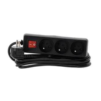 EXTENSION CORD POWER STRIP WITH SWITCH 3 SOCKETS 3M BLACK