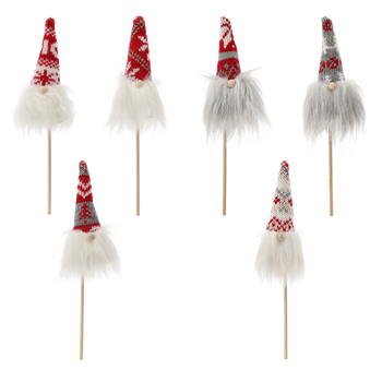 CHRISTMAS GNOME ON A STICK 7 x 3 x 24 CM MIX COLORS