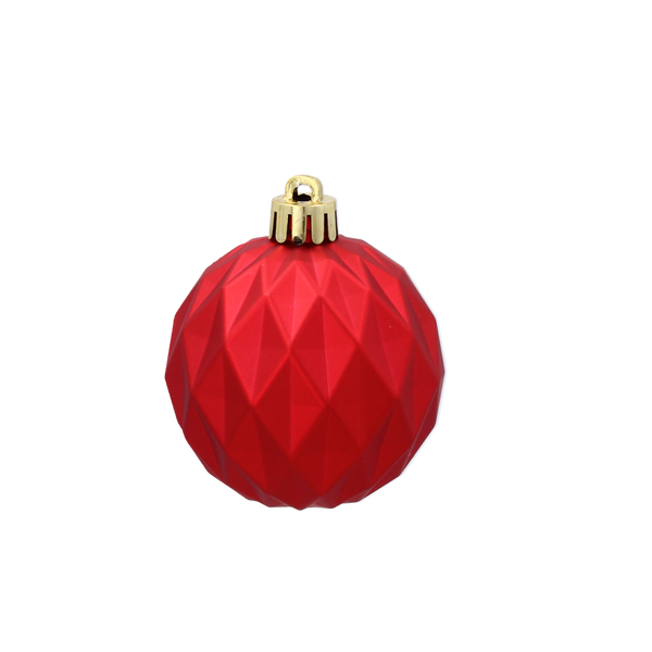 SET OF 6 GEOMETRIC BAUBLES 6 CM RED/GOLD/SILVER