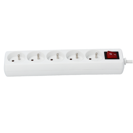 EXTENSION CORD POWER STRIP WITH SWITCH 5 SOCKETS 5 M WHITE