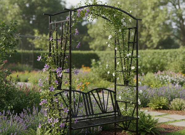 PERGOLA OGRODOWA Z ŁAWKĄ 114 x 45 x 208 CM