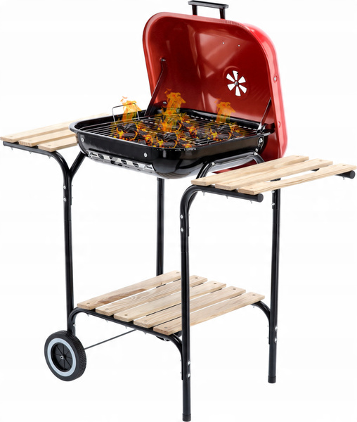 AMERICAN CHARCOAL BBQ WITH SIDE SHELVES AND WHEELS 96 x 45 x 75 CM