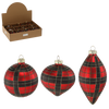 GLASS ORNAMENT - RED BLACK CHECKERED MIXED PATTERNS