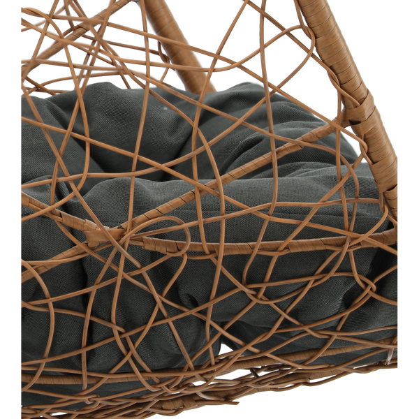 NATURAL HANGING CHAIR, CUSHION - DARK GRAY, FRAME - BLACK, 115 X 90 X D67 CM