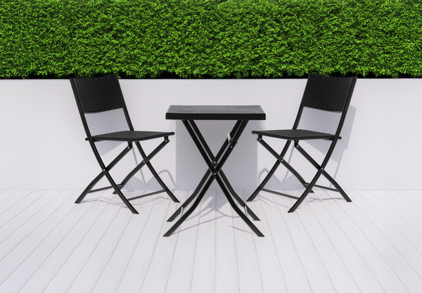 ZESTAW MEBLI BALKONOWYCH SKŁADANYCH (STOLIK + 2 KRZESŁA) ANTRACYT