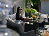 GARDEN FURNITURE SET (SOFA, 2 CHAIRS, 2 POUFS, TABLE) - BLACK, CUSHIONS - GREY