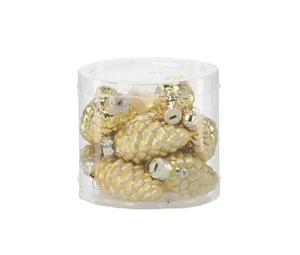 KPL. 12 BOMBINE DE STICLĂ ÎN FORMĂ DE BRAZI - CONATE 2,7 x 5,9 CM MIX DE CULORI *2119