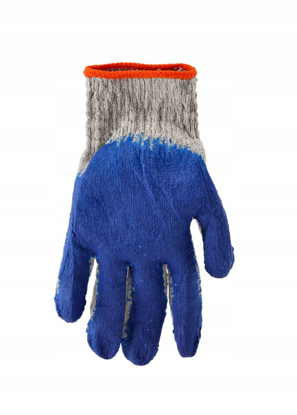 SET OF 10 GARDEN GLOVES RED/BLUE LATEX COATED