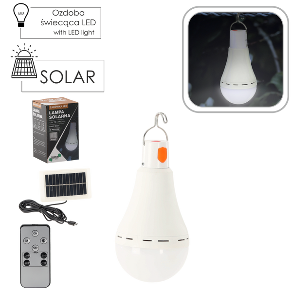 SOLAR BULB LIGHT LED 7,6 x 7,6 x 14,6 CM