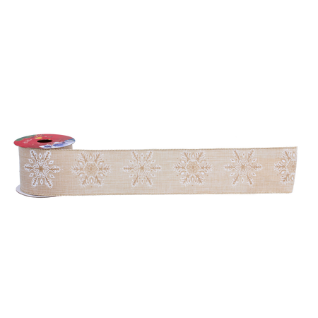 ŚWIĄTECZNA WSTĄŻKA DEKORACYJNA 6,3CM X 2,7M ZŁOTA MIX WZORÓW opak=16szt. *2237