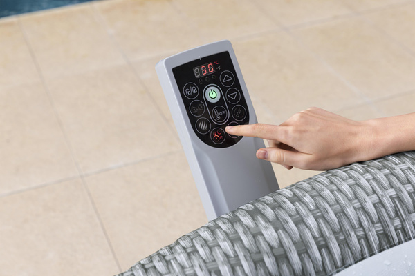 Lay-Z-Spa 77"x28"/1.96mx71cm Bali MaxHold EnergySense UltraFit Smart AirJet 6 Grey Rattan Round