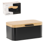 CHLEBAK LAURO - METALIC CU CAPAC DIN BAMBUS 30 x 23 x 18 x 15 CM NEGRU *3192