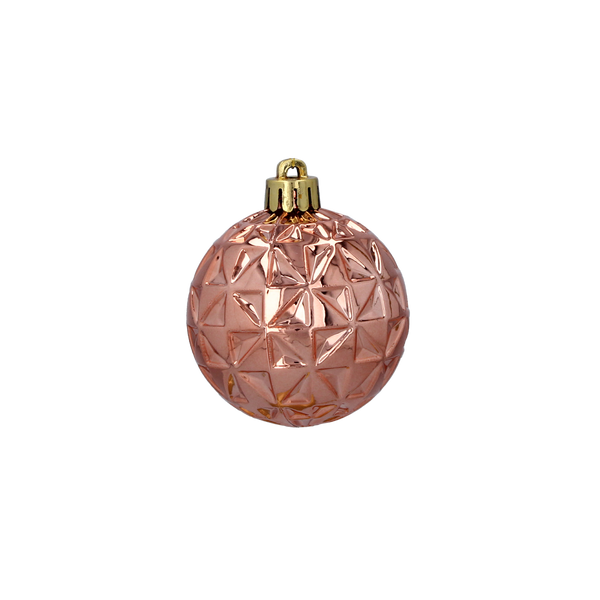 SET OF 6 BAUBLES 6 CM OLIVE/COPPER/GRAPHITE MIX DESIGNS