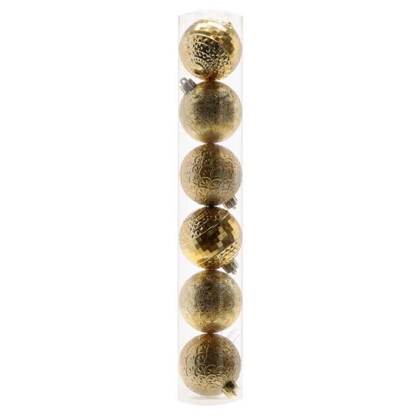 KPL. 6 BOMBEK 6 CM ČERVENÝ/ZLATÝ/SEDA MIX VZORŮ (TUBA) *2983