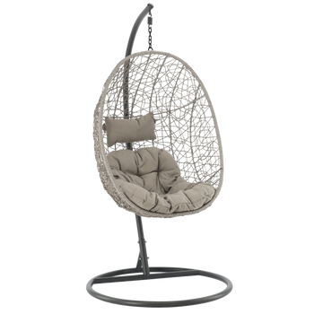 GRAY HANGING CHAIR, CUSHION - GRAY, FRAME - DARK GRAY, 115 X 90 X D67 CM