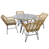 SET DE MOBILIER PENTRU GRĂDINĂ (MASĂ, 4 SCAUNE) - MARO, PERNITE - GRI *7503