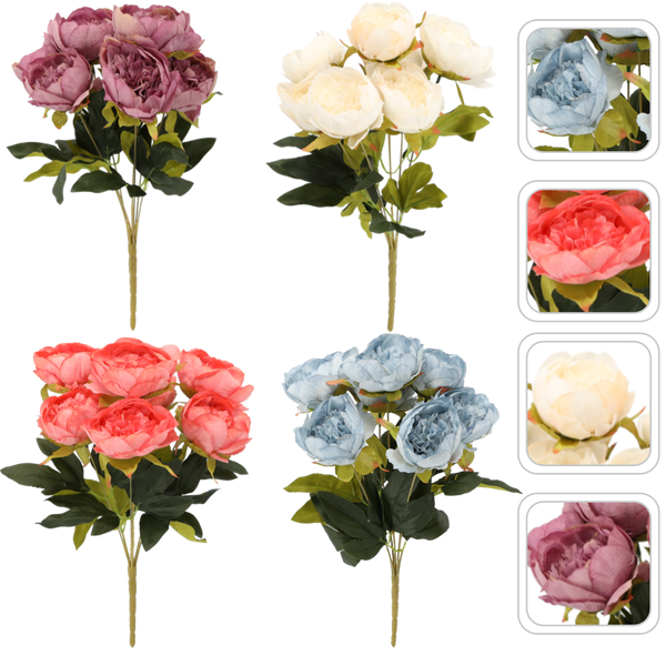 ARTIFICIAL FLOWER - 7 PEONIES 43 CM MIX COLORS