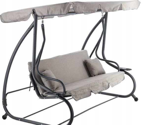 GARDEN SWING 210 X 120 X 170 CM GRAY MELANGE WITH SUNBED FUNCTION