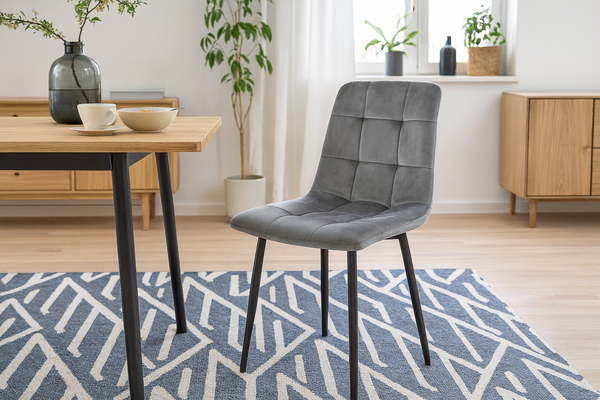 KRZESŁO NOWOCZESNE WELUROWE SZARE *2937