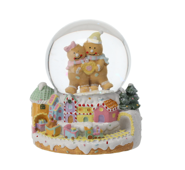 VÁNOČNÍ SNĚHOVÁ KULIČKA - PERNÍKOVÉ MĚSTEČKO 5 x 5 x 7,5 CM MIX VZORŮ disp=12ks *5706