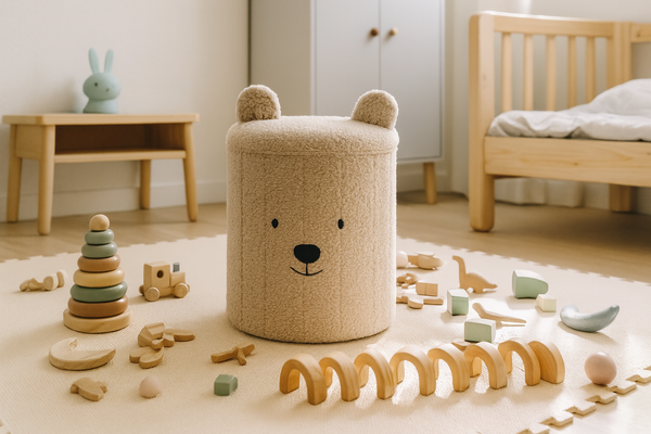 SKŁADANA PUFA ZE SCHOWKIEM 28 x 28 x 34 CM JASNY BEŻ *4250