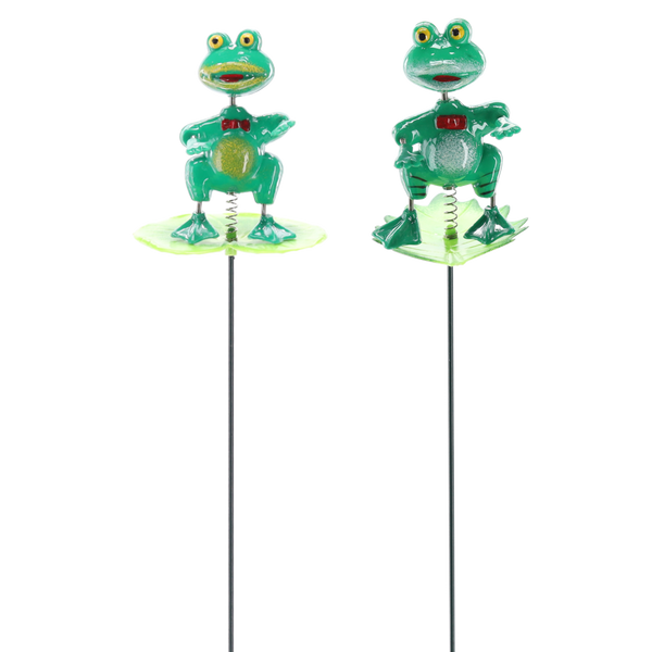 DECORATION ON A STAKE FOR A PLANT POT/GARDEN – FROG 11 CM / 50 CM