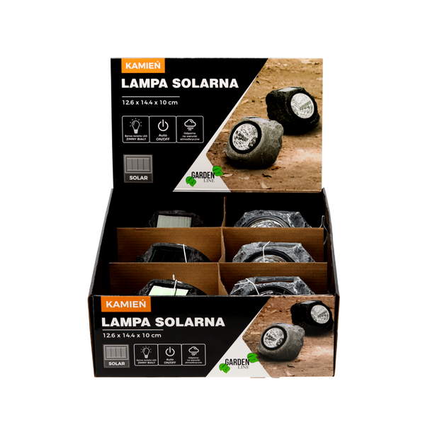 SOLAR LAMP STONE 12.6 x 14.4 x 10 CM, disp. 6pcs