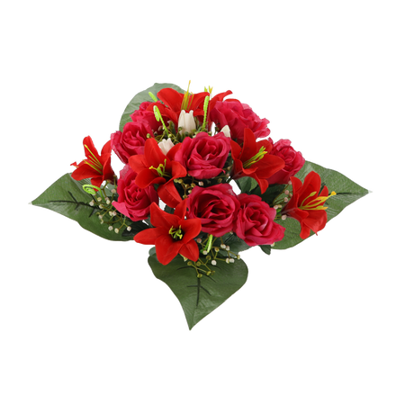 ARANJAMENT FLORAL ARTIFICIAL RĂNDURI ŞI LILIAC 25 x 27 x 27 CM MIX DE CULORI ambalaj=12 buc *2959