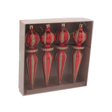 SET 4 DECORAȚIUNI DE BRAD LUNGI 16 CM MIX DE CULORI *5355