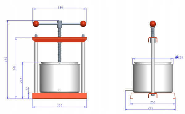 FRUIT PRESS 6 L 30 x 27.6 x 43.5 CM