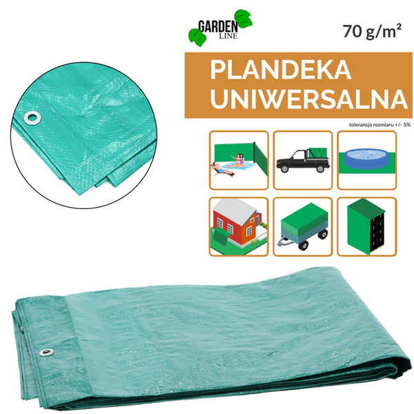 PLANDEKA 2 x 3 M (+/- 5%) 70GSM 3%UV ZIELONA *4126