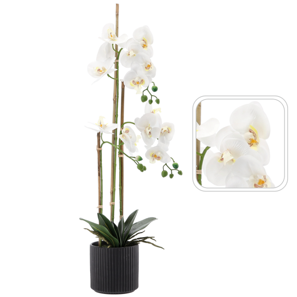 FLOARE ARTIFICIALĂ - ORHIDEE ALBĂ 77 CM ambalaj=2 buc *4764