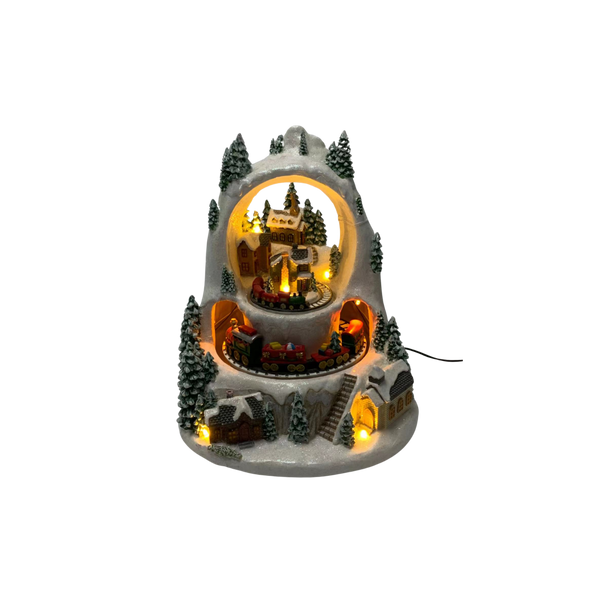 POZYTYWKA BOŻONAR. LED WIOSKA ZIMOWA Z POCIĄGIEM 23 x 23 x 25,5 cm *2447