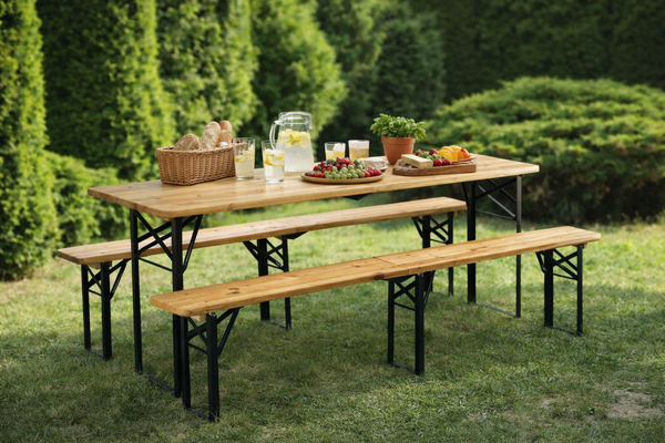 ZESTAW BIESIADNY - STÓŁ 117 x 56 x 76 CM + 2 ŁAWKI 117 x 25 x 46 CM