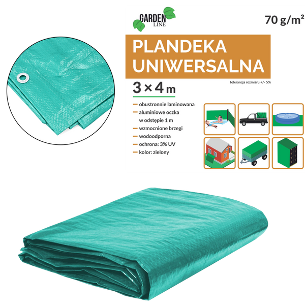 PRELATĂ 3 x 4 M (+/- 5%) 70GSM 3%UV VERDE *4133